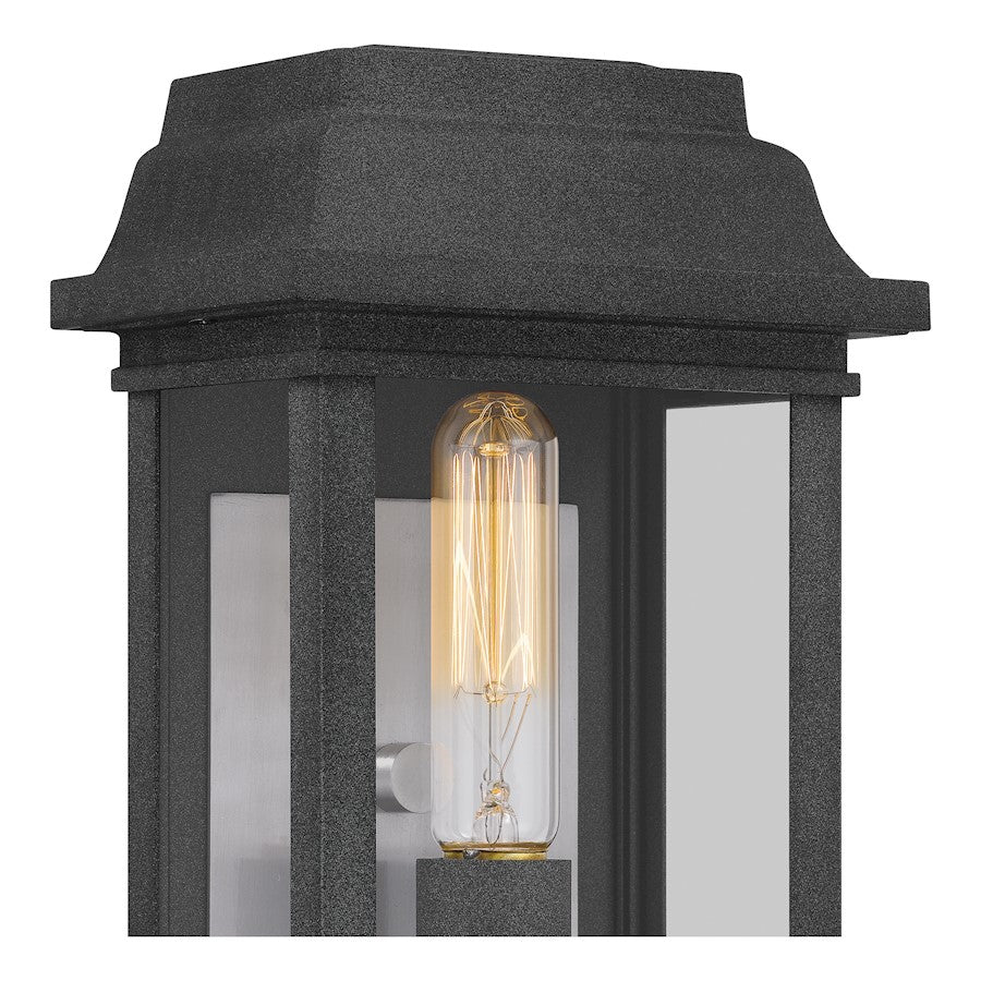 Quoizel Berkley Outdoor Lantern, Mottled Black/Clear