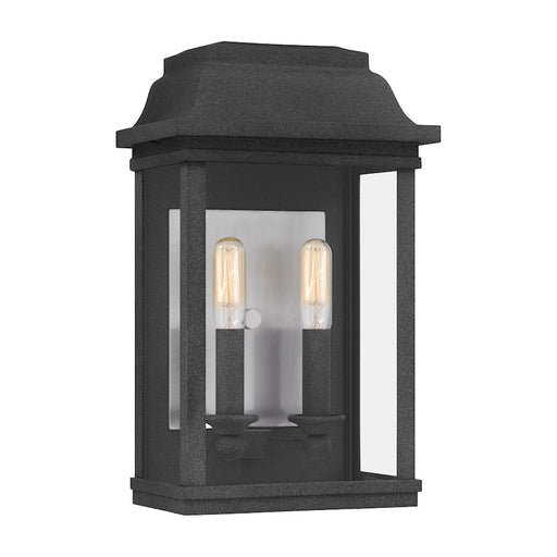 Quoizel Berkley 2 Light Outdoor Lantern, Mottled Black/Clear - BERK8409MB