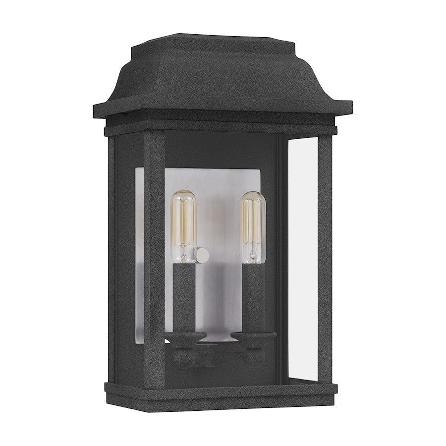 Quoizel Berkley Outdoor Lantern, Mottled Black/Clear