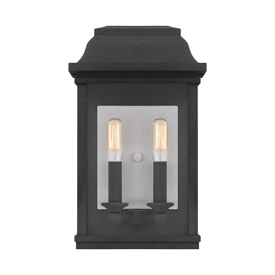 Quoizel Berkley Outdoor Lantern, Mottled Black/Clear