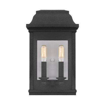 Quoizel Berkley Outdoor Lantern, Mottled Black/Clear