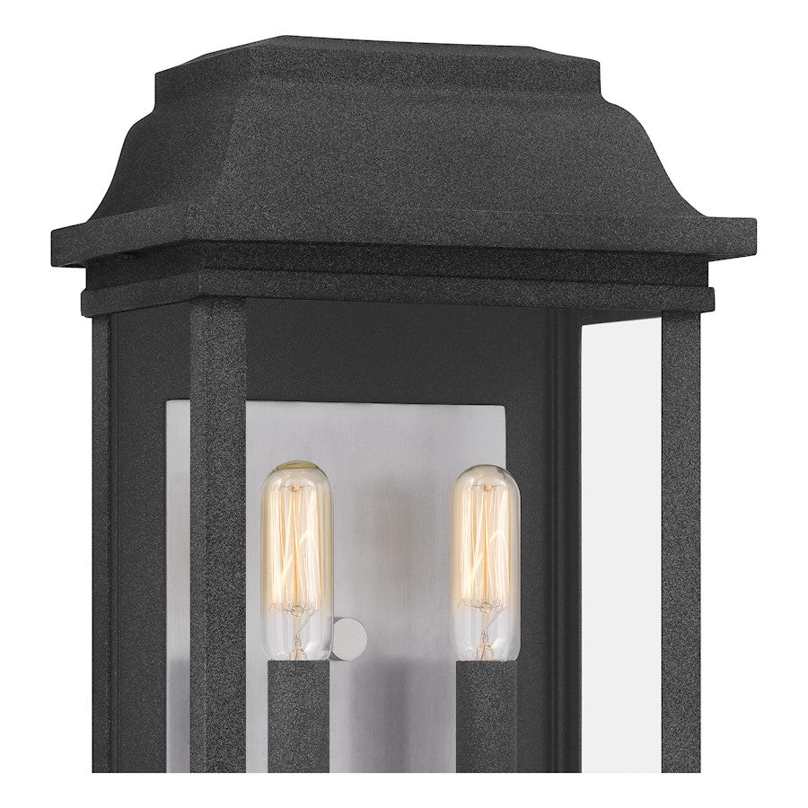 Quoizel Berkley Outdoor Lantern, Mottled Black/Clear