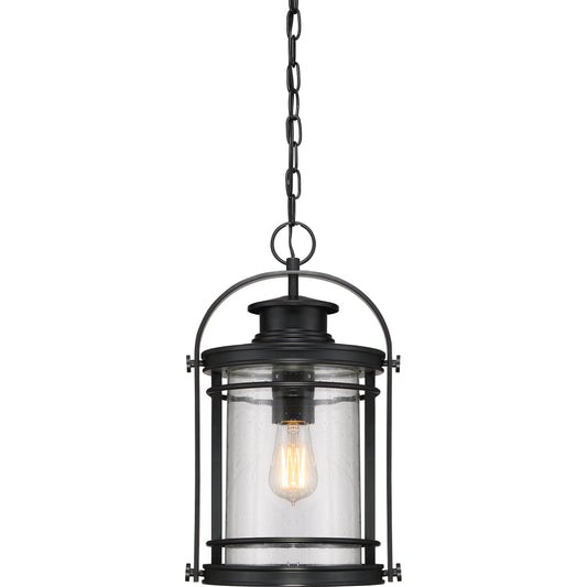 Quoizel Booker 1 Light Mini Pendant, Mystic Black/Clear Seeded - BKR1510K