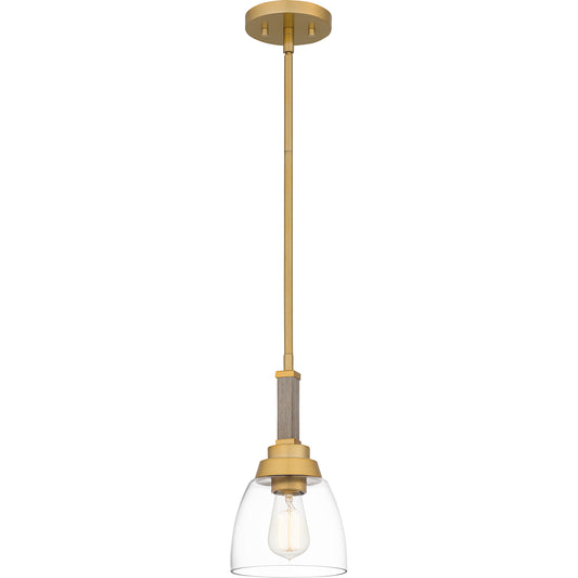 Quoizel Burkett 1 Light Mini Pendant, Light Gold/Clear - BKT1506LG