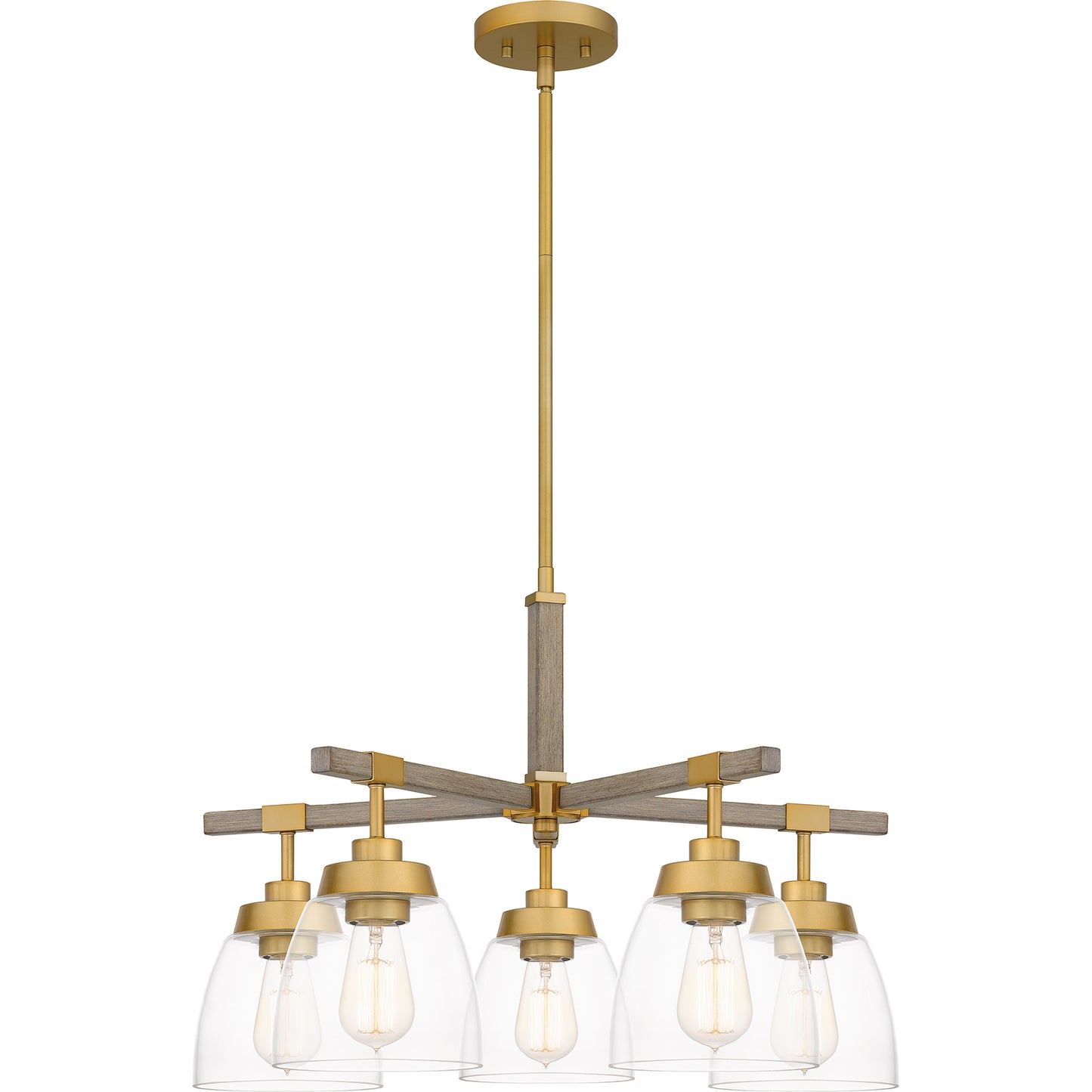 Quoizel Burkett 5 Light Chandelier, Light Gold/Clear - BKT5024LG