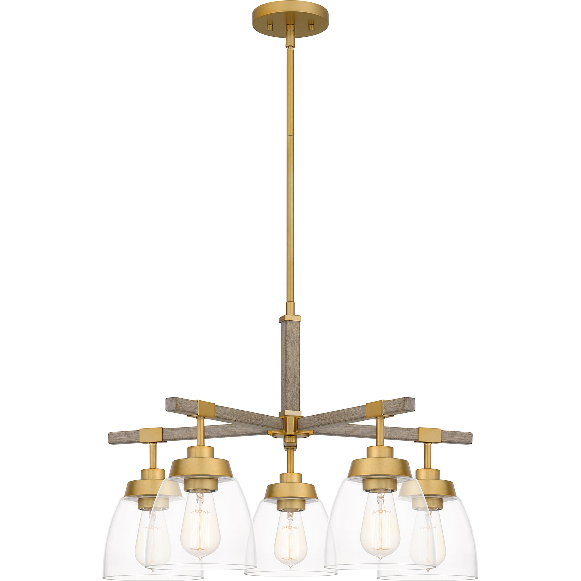 Quoizel Burkett 5 Light Chandelier, Light Gold/Clear - BKT5024LG