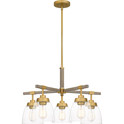 Quoizel Burkett 5 Light Chandelier, Light Gold/Clear - BKT5024LG