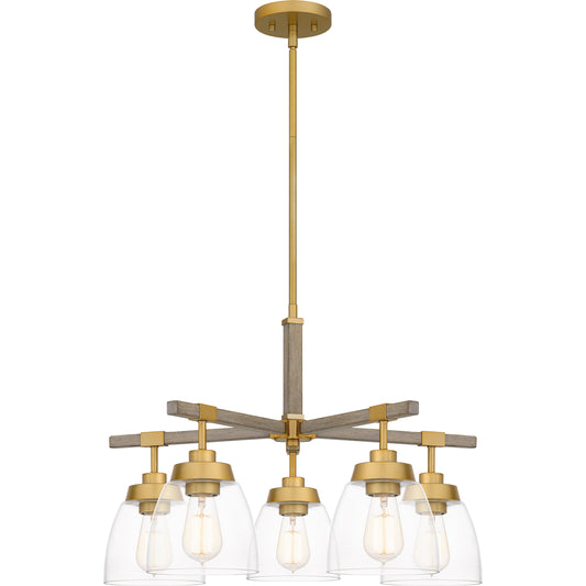 Quoizel Burkett 5 Light Chandelier, Light Gold/Clear - BKT5024LG