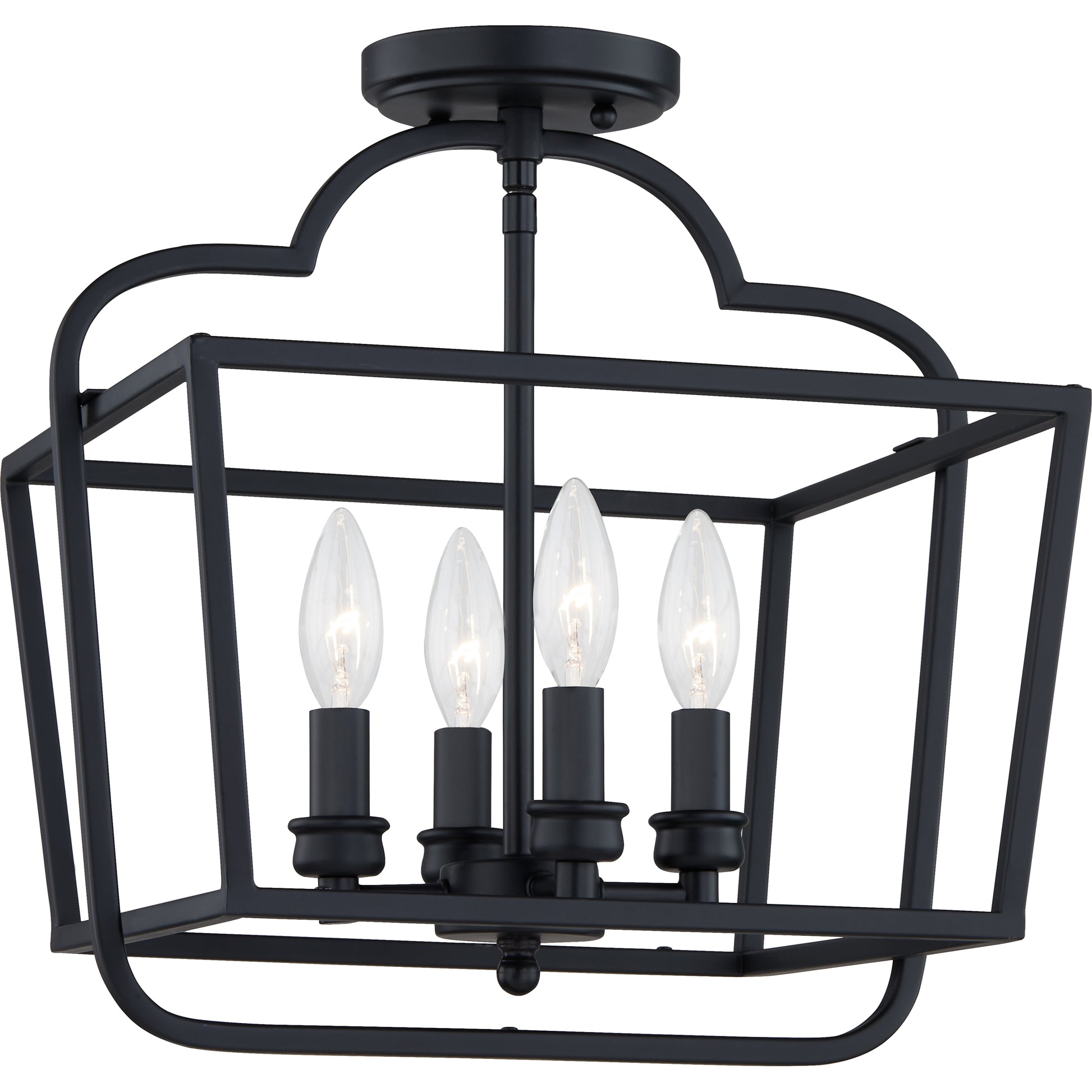 Quoizel Blanche 4 Light Semi-Flush Mount, Matte Black - BLA1714MBK