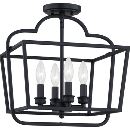 Quoizel Blanche 4 Light Semi-Flush Mount, Matte Black - BLA1714MBK