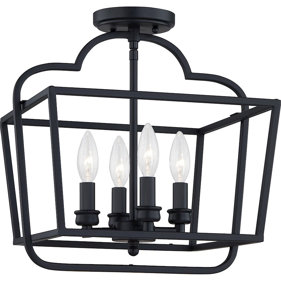 Quoizel Blanche 4 Light Semi-Flush Mount, Matte Black