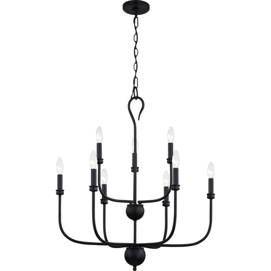 Quoizel Blanche 6 Light Chandelier, Matte Black - BLA5022MBK