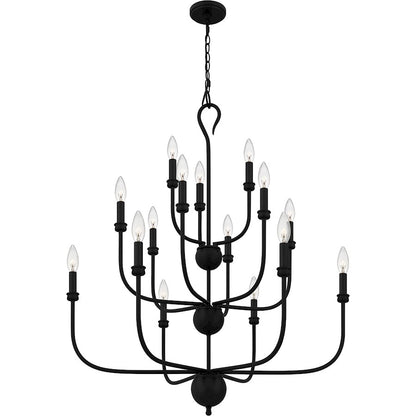 Quoizel Blanche 15 Light Chandelier, Matte Black