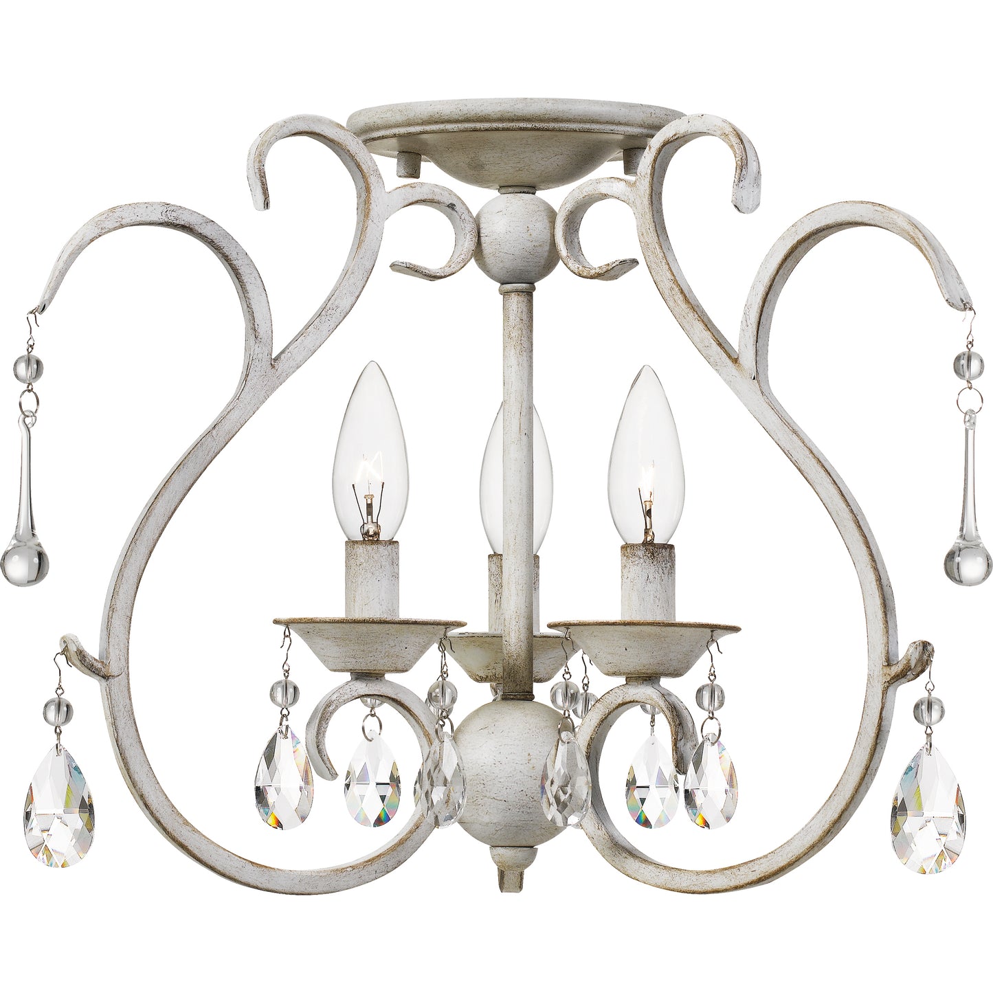 Quoizel Blanca 3 Light Semi-Flush Mount, Antique White