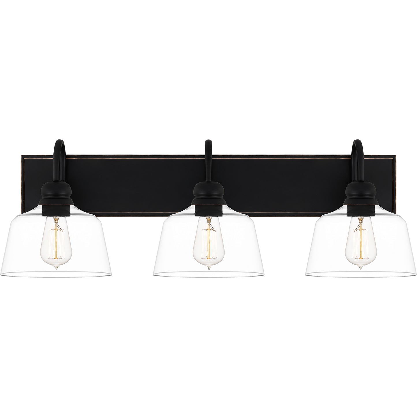 Quoizel Blanton 3 Light Bath Light, Matte Black/Clear - BLI8630MBK