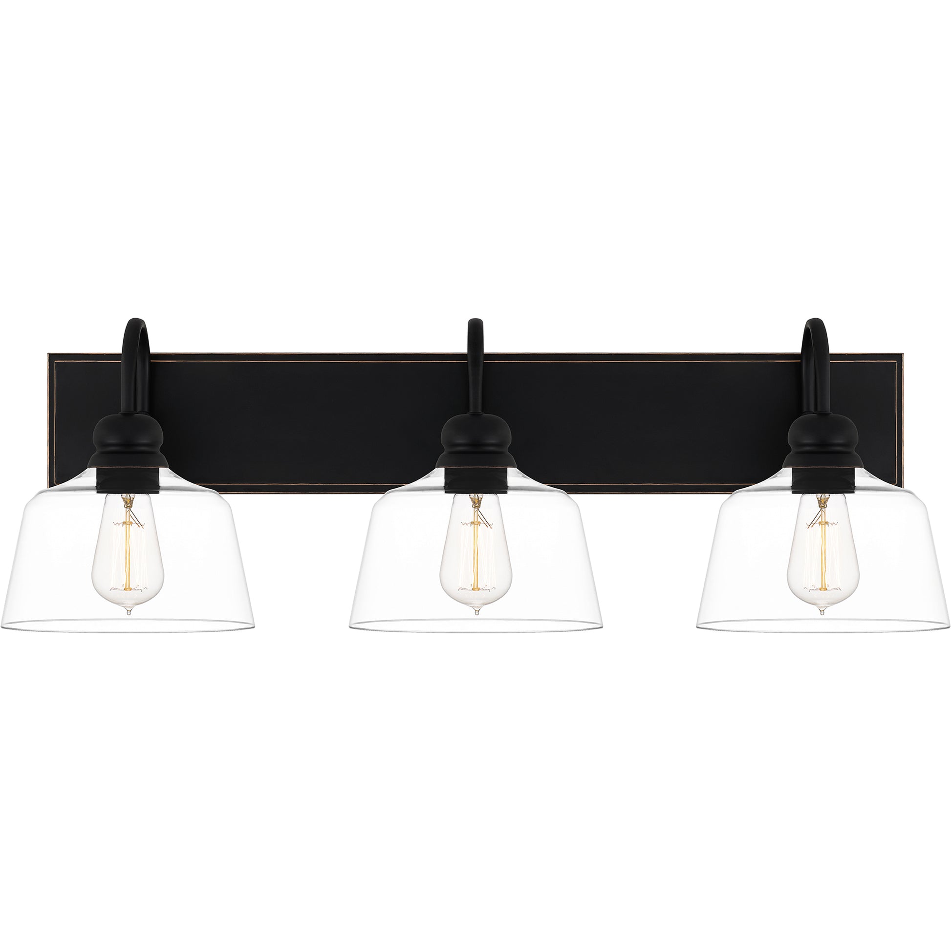 Quoizel Blanton 3 Light Bath Light, Matte Black/Clear - BLI8630MBK