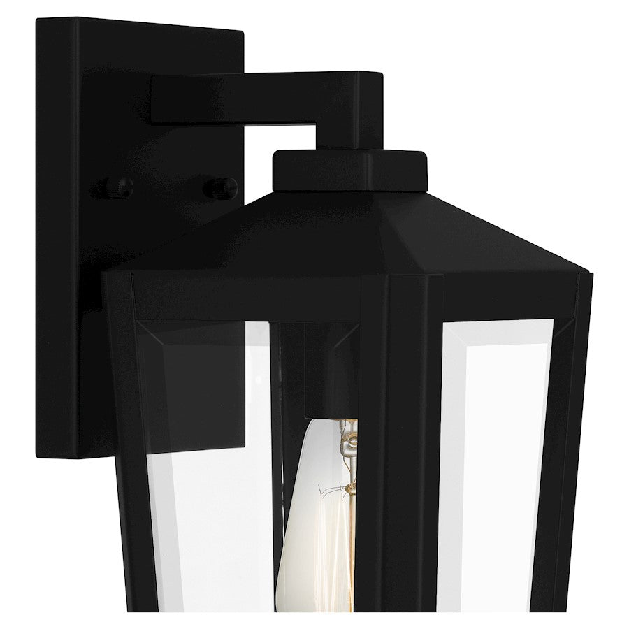 Quoizel Blomfield 1 Light Outdoor Lantern, Matte Black/Beveled