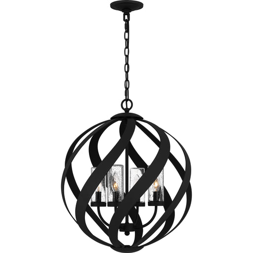 Quoizel Blacksmith 4 Light Pendant, Earth Black/Clear Seedy Glass - BMS2820EK