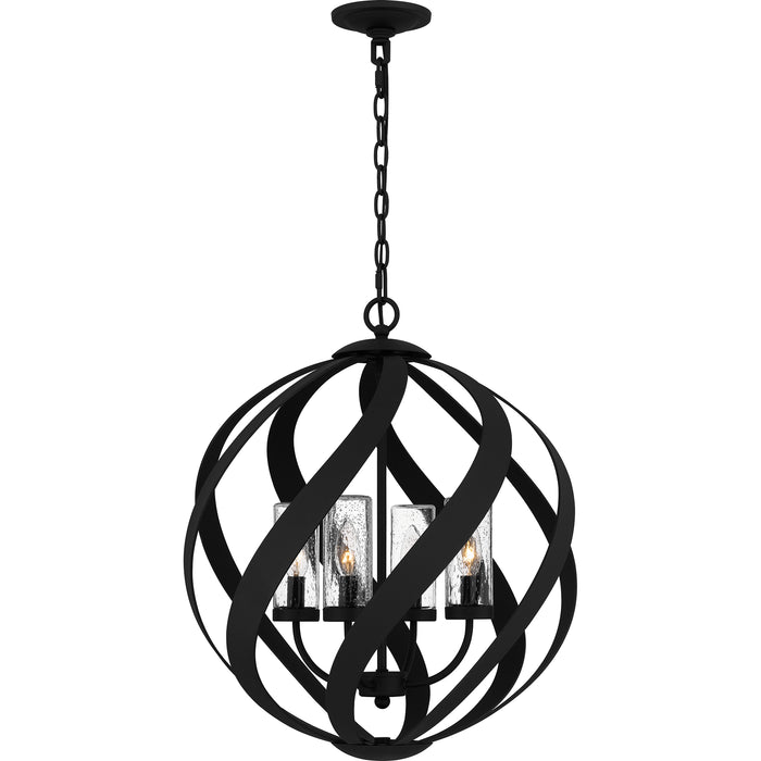 Quoizel Blacksmith 4 Light Pendant, Earth Black/Clear Seedy Glass - BMS2820EK