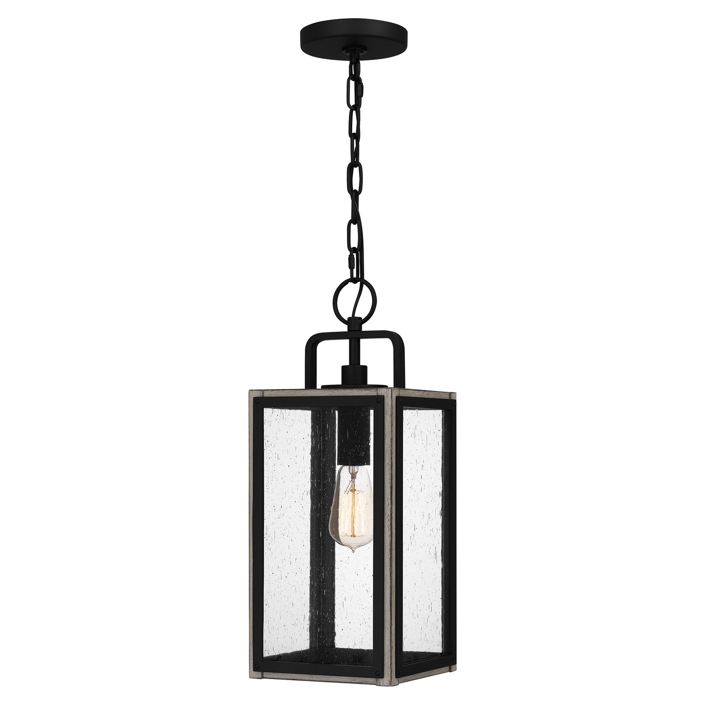 Quoizel Bramshaw 1 Light Mini Pendant, Matte Black/Clear Seeded - BRAM1507MBK