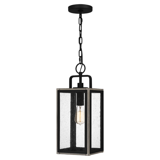 Quoizel Bramshaw 1 Light Mini Pendant, Matte Black/Clear Seeded - BRAM1507MBK