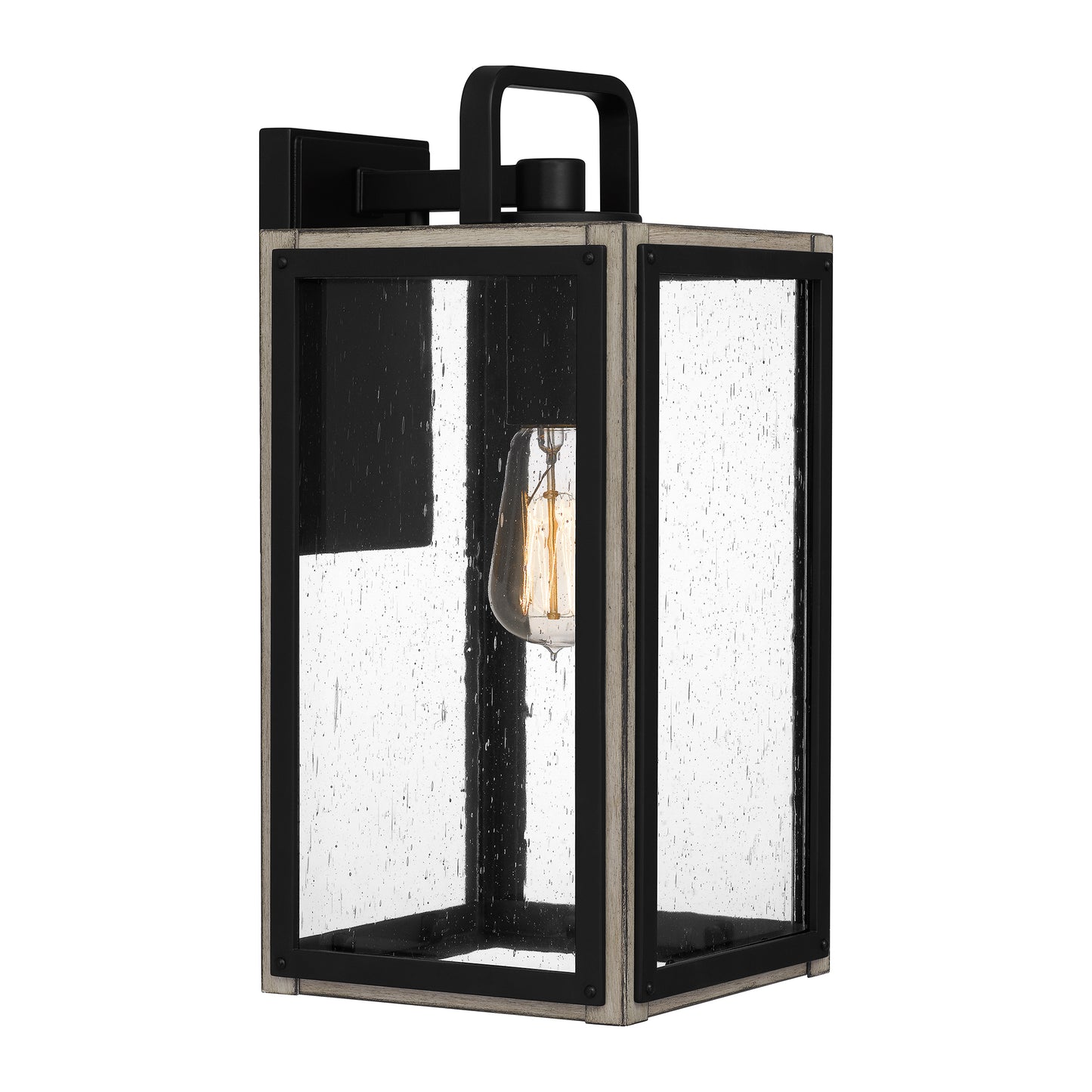 Quoizel Bramshaw 1 Light 11" Outdoor Lantern, Matte Black/Seeded - BRAM8405MBK