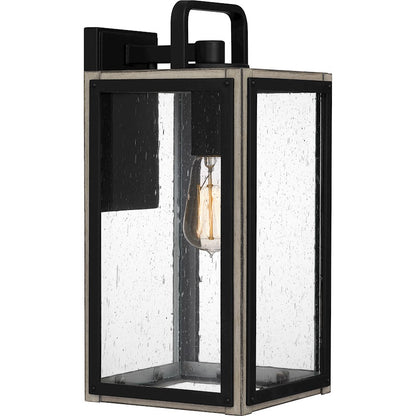 Quoizel Bramshaw 1 Light 15" Outdoor Lantern, Matte Black/Seeded - BRAM8407MBK