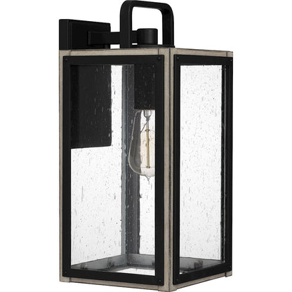 Quoizel Bramshaw 1 Light Outdoor Lantern, Matte Black/Seeded