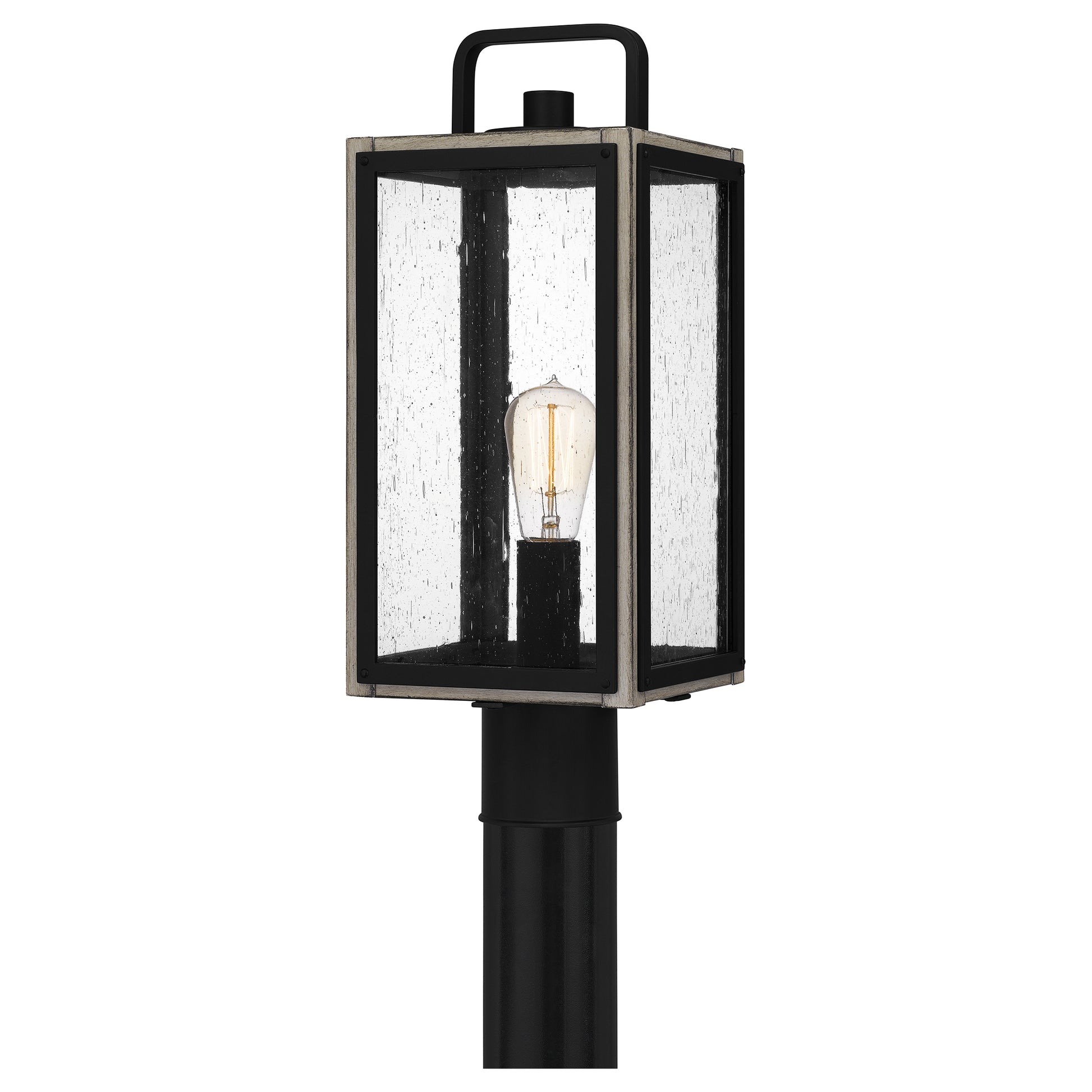 Quoizel Bramshaw 1 Light 18.75" Outdoor Lantern, Black/Seed - BRAM9007MBK