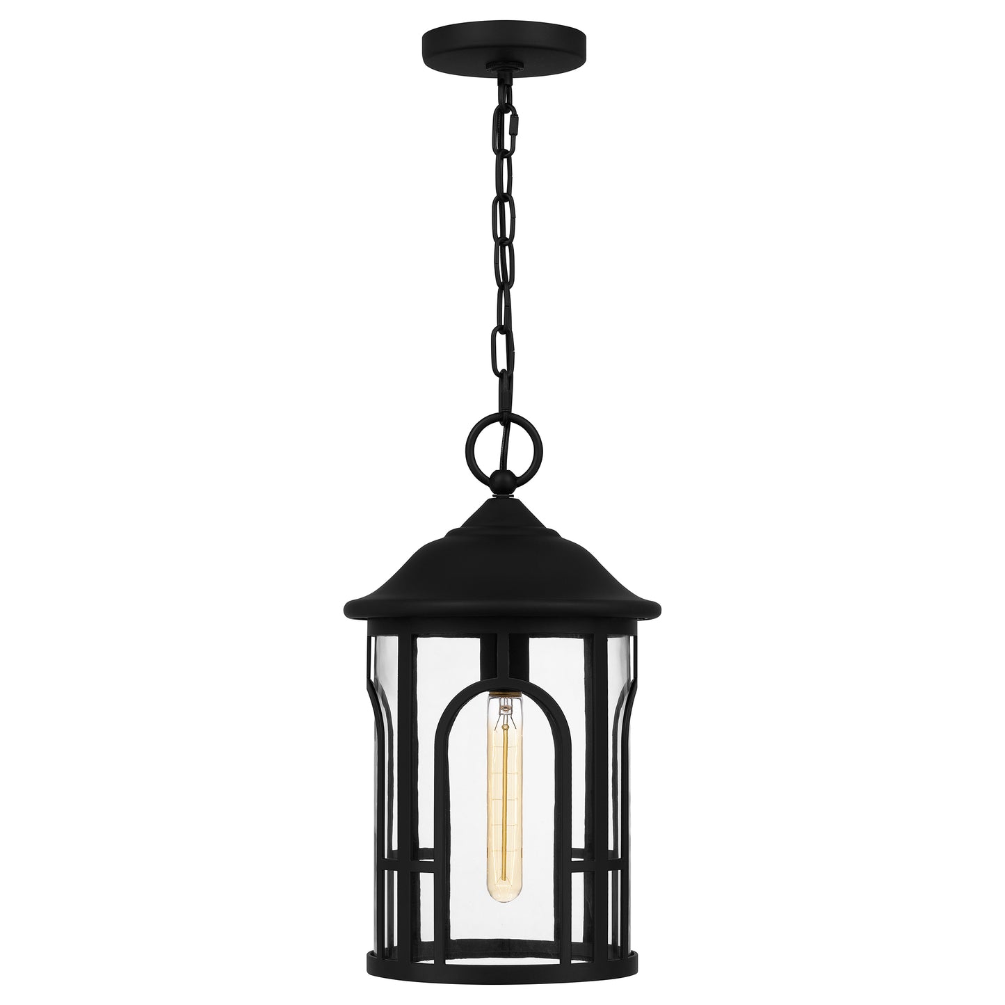 Quoizel Brampton 1 Light Mini Pendant, Matte Black/Clear - BRM1509MBK