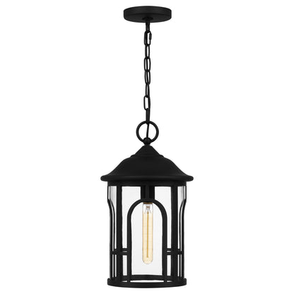 Quoizel Brampton 1 Light Mini Pendant, Matte Black/Clear - BRM1509MBK