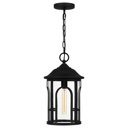 Quoizel Brampton 1 Light 17" Outdoor Lantern, Matte Black/Clear