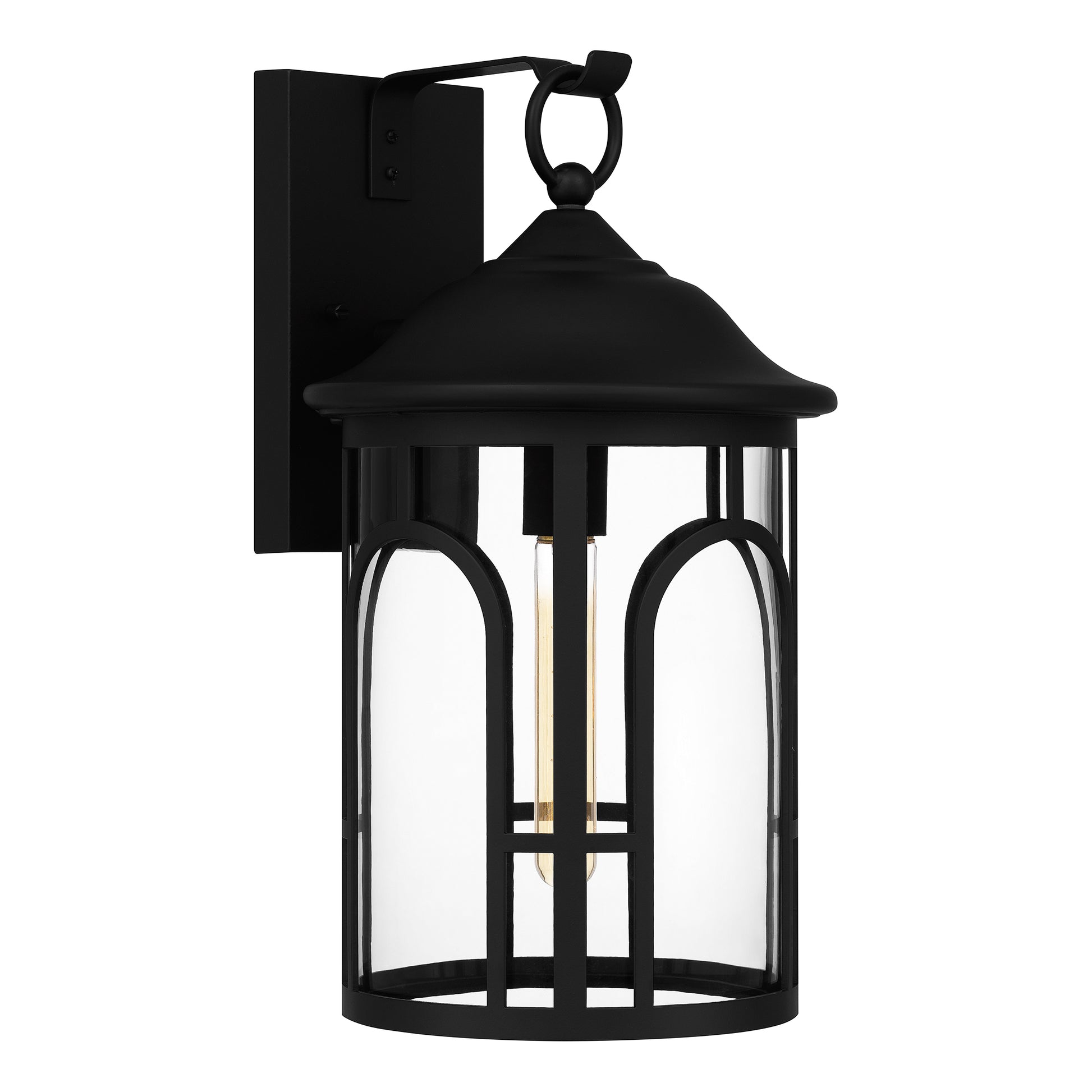 Quoizel Brampton 1 Light 12" Outdoor Lantern, Matte Black/Clear - BRM8406MBK