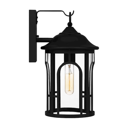 Quoizel Brampton 1 Light Outdoor Lantern, Matte Black/Clear