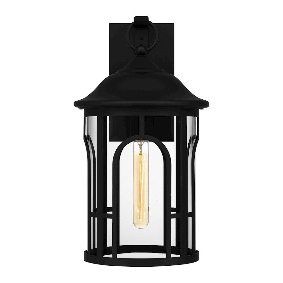 Quoizel Brampton 1 Light Outdoor Lantern, Matte Black/Clear