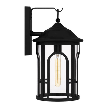 Quoizel Brampton 1 Light Outdoor Lantern, Matte Black/Clear