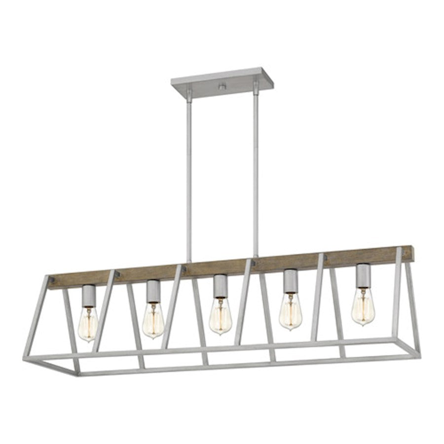 Quoizel Brockton 5 Light Island Chandelier, Brushed Silver - BRT542BSR