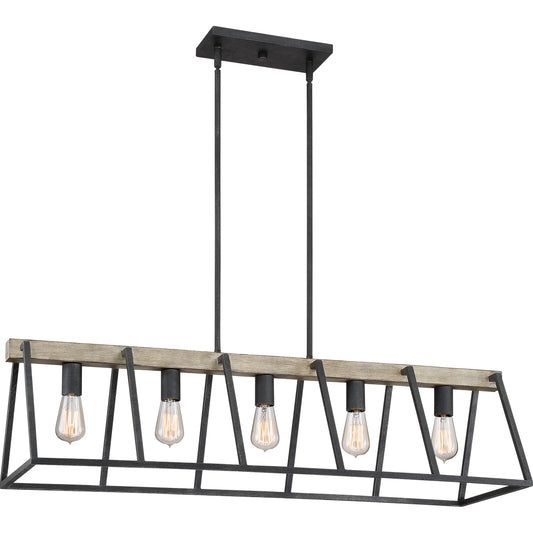 Quoizel 5 Light Brockton Island Chandelier, Grey Ash