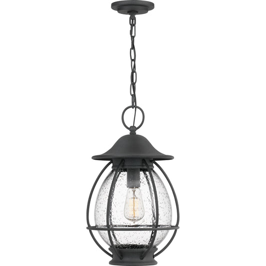 Quoizel Boston 1 Light Mini Pendant, Mottled Black/Clear Seeded - BST1511MB