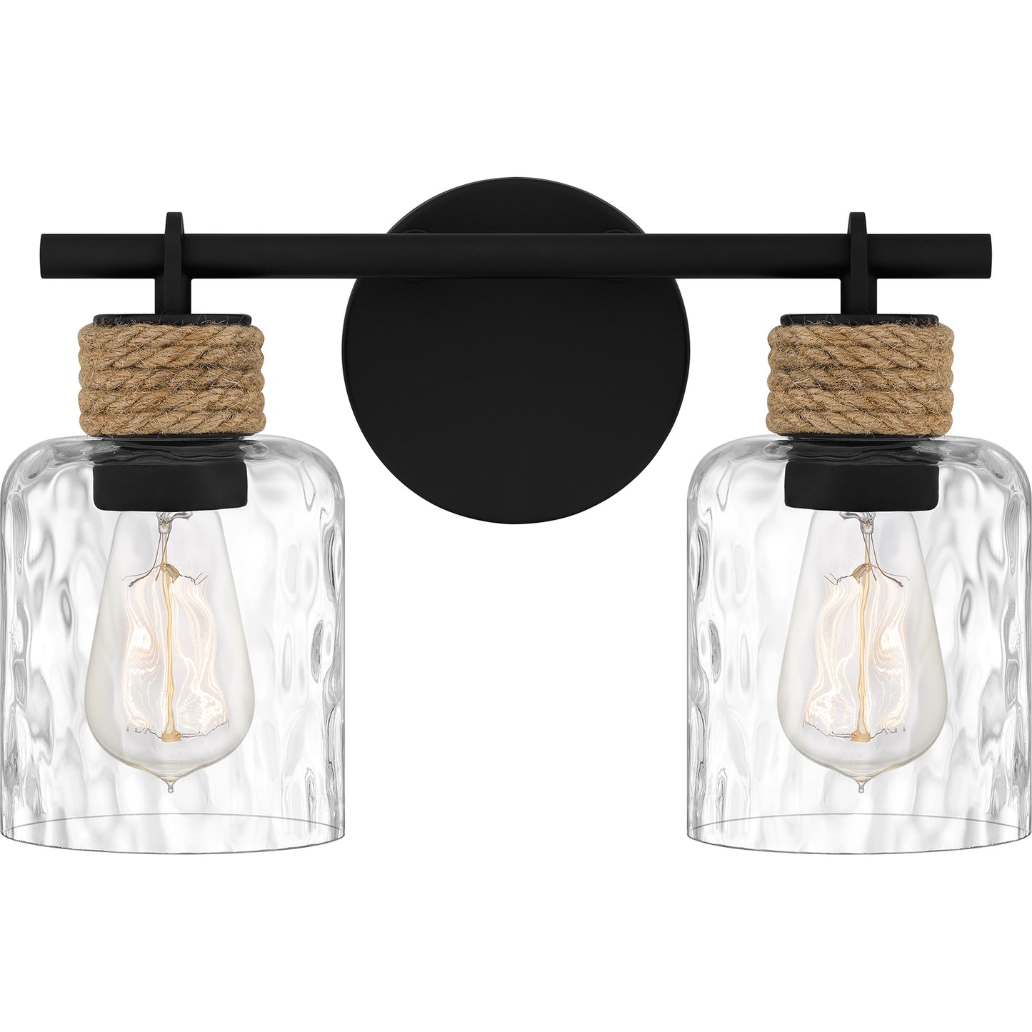 Quoizel Baltic 2 Light Bath Light, Matte Black/Clear Water - BTC8614MBK