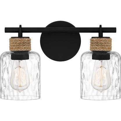 Quoizel Baltic 2 Light Bath Light, Matte Black/Clear Water - BTC8614MBK