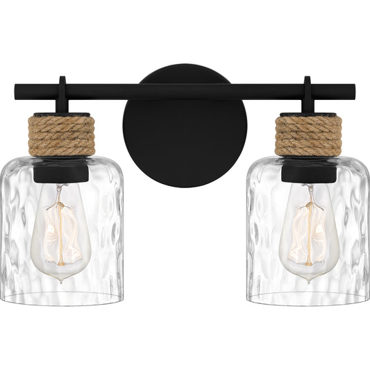 Quoizel Baltic 2 Light Bath Light, Matte Black/Clear Water - BTC8614MBK