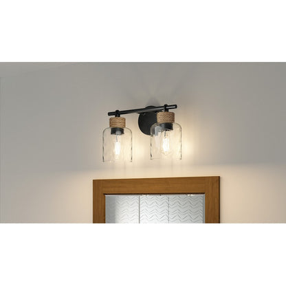 2 Light Bathroom Vanity Light, Matte Black