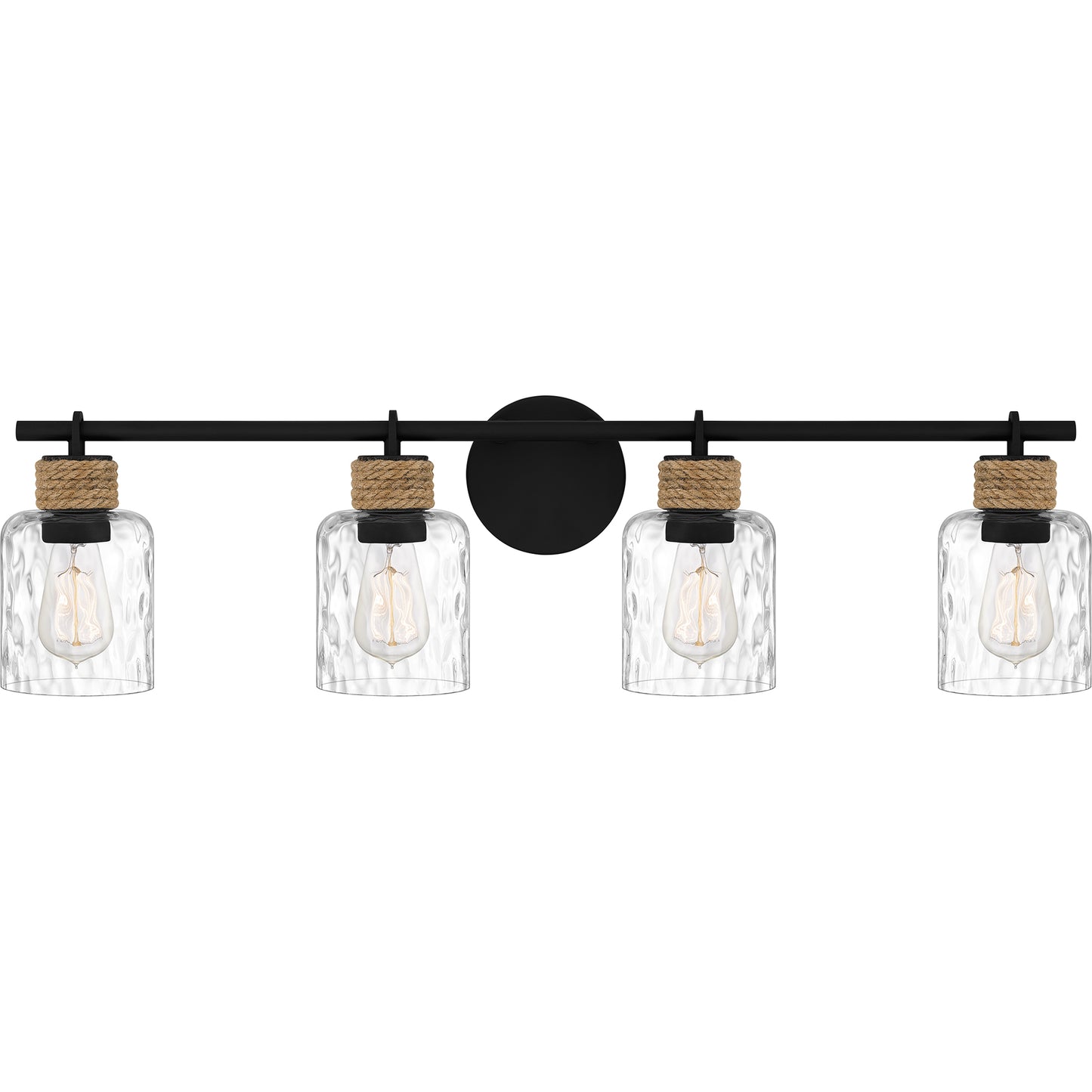 Quoizel Baltic 4 Light Bath Light, Matte Black/Clear Water - BTC8634MBK