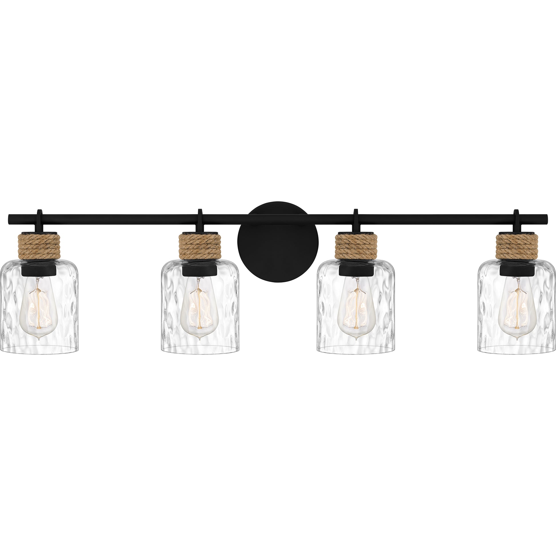 Quoizel Baltic 4 Light Bath Light, Matte Black/Clear Water - BTC8634MBK