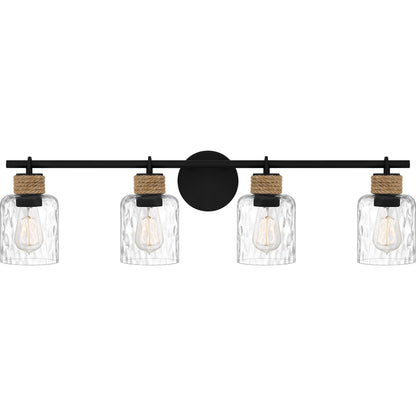 Quoizel Baltic 4 Light Bath Light, Matte Black/Clear Water - BTC8634MBK