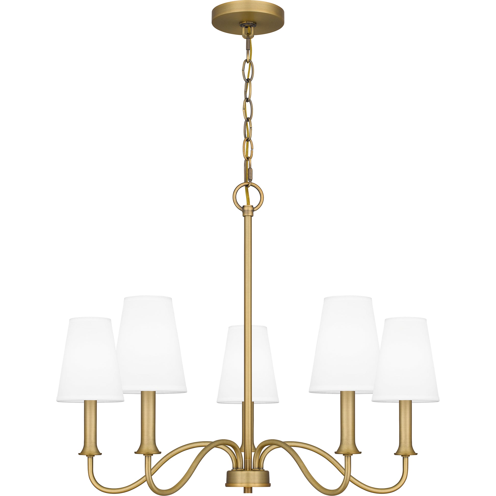 Quoizel Beatty 5 Light Chandelier, Aged Brass/White Parchment - BTY5026AB