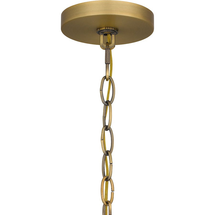 Quoizel Beatty 5 Light Chandelier, Aged Brass/White Parchment