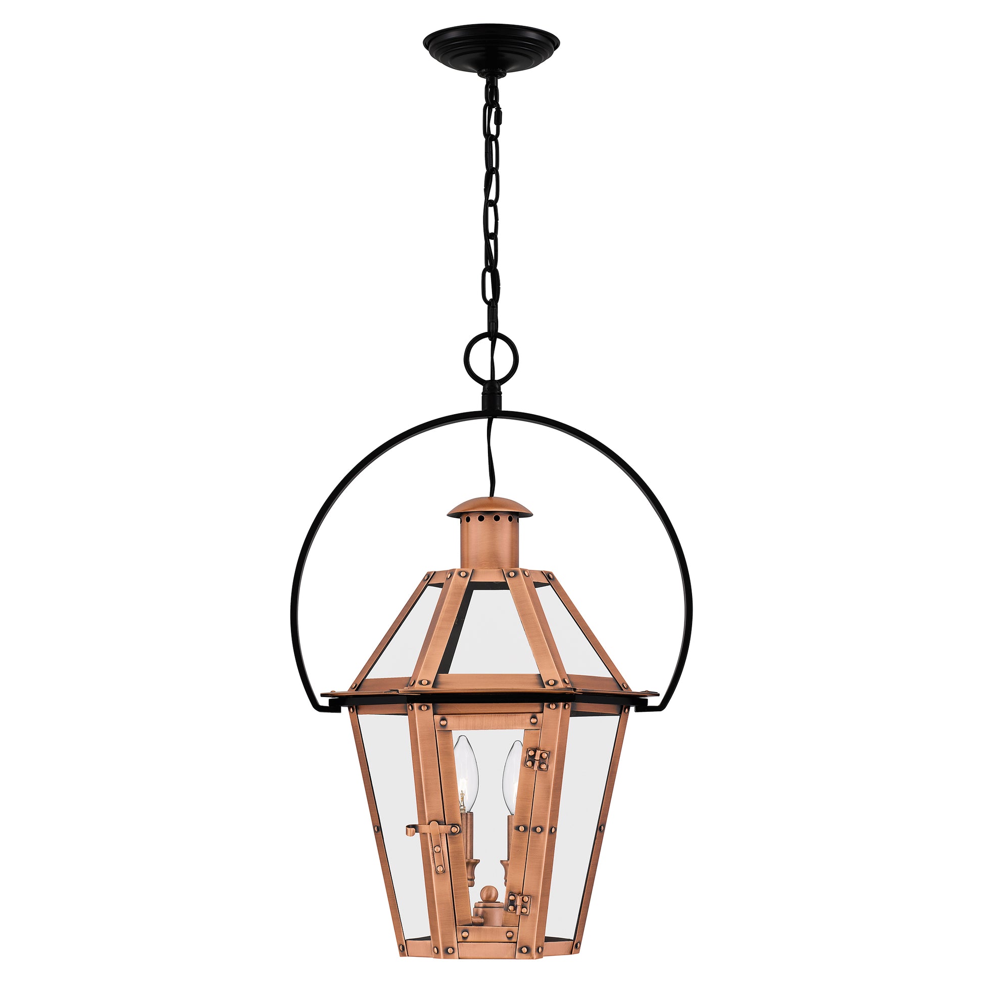 Quoizel Burdett 2 Light Outdoor Lantern, Aged Copper/Clear - BURD1916AC