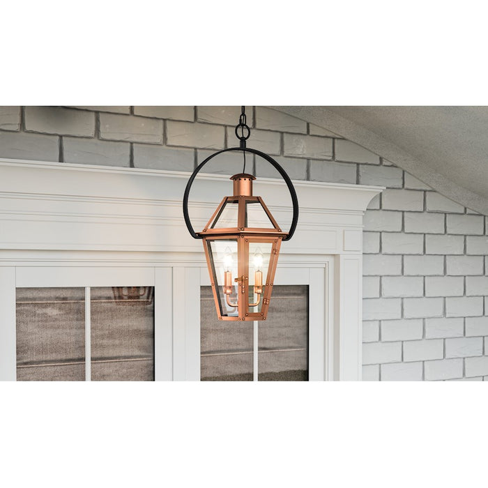 Quoizel Burdett 2 Light Outdoor Lantern, Aged Copper/Clear